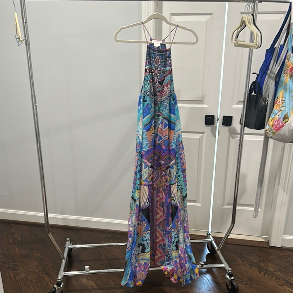 Camilla Blue and Purple Halter Maxi Sundress